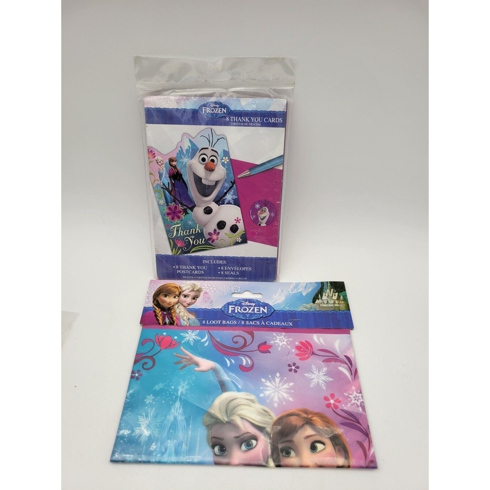 Disney Frozen Party Thank‎ You Cards And Loot Favor Bags Birthday Party Supplies